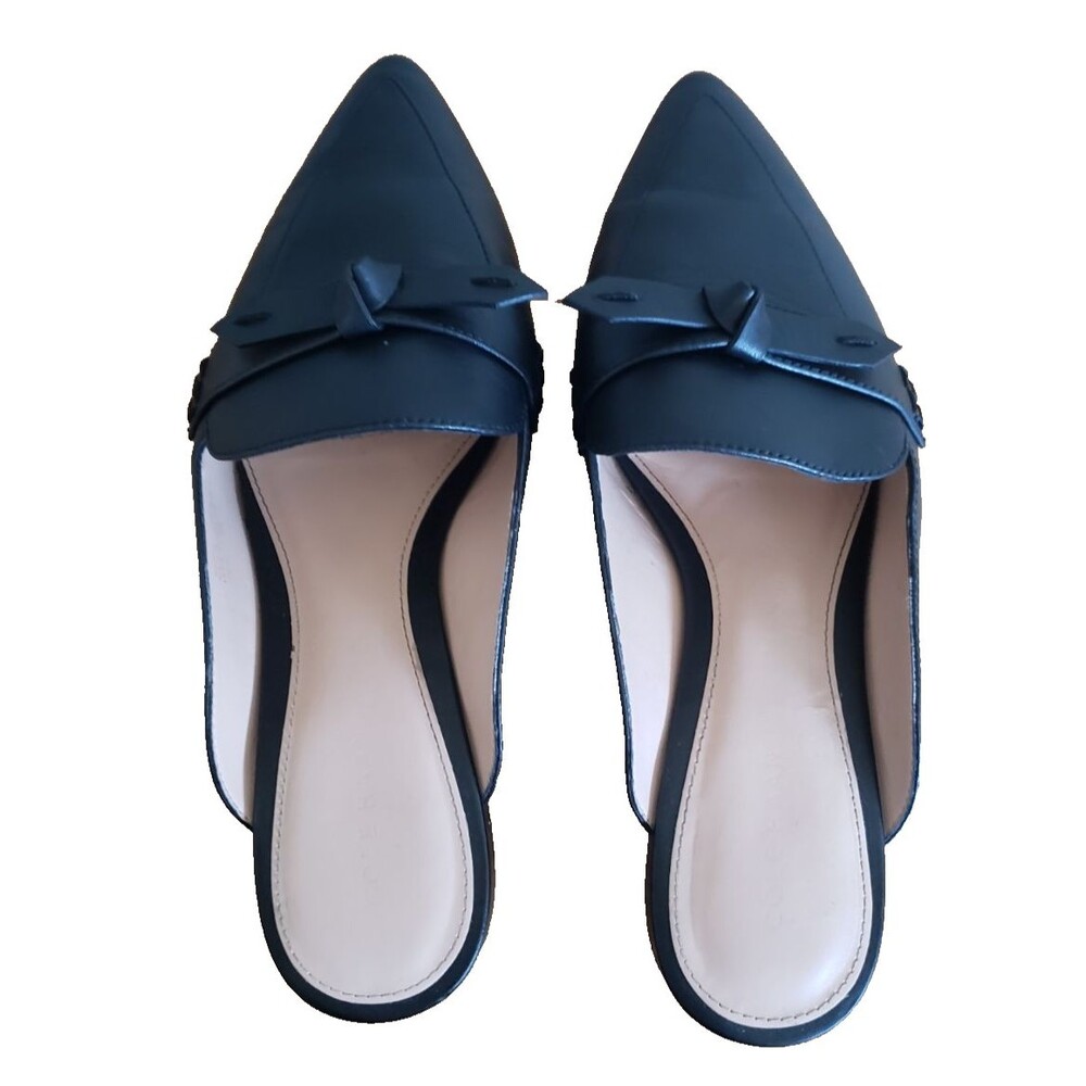 New‎ Womens Cole Haan Piper Bow Leather Pointed Toe Slip On Mules Size 9.5 B